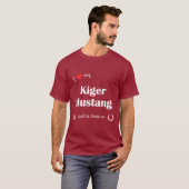 T-shirt J'aime mon mustang de Kiger (le cheval masculin) (Devant entier)