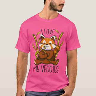 T-shirt J'Aime Mon Panda Rouge Mignonne Légume