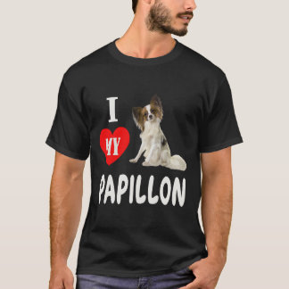 T-shirt J'Aime Mon Papillon Chien Famille Animaux Animaux 