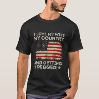 T-shirt J'aime mon pays et me faire prendre drapeau améric