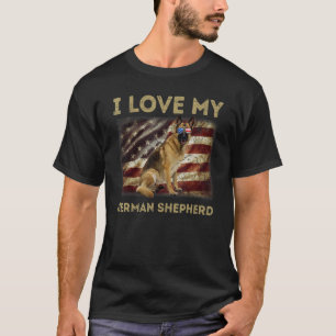 T-shirt J'aime mon père de berger allemand Maman Drapeau a
