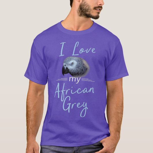 T-shirt J'aime mon perroquet gris africain animal de compa (Devant)