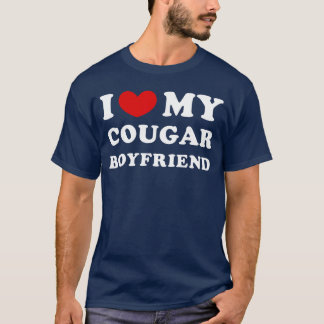 T-shirt J'aime mon petit ami couguar J'aime mon amie cougu