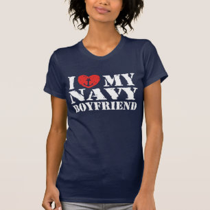 T-shirt J'aime mon petit ami de marine