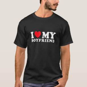 T-shirt J'Aime Mon Petit-Ami Je Coeur Rouge Mon Petit-Ami