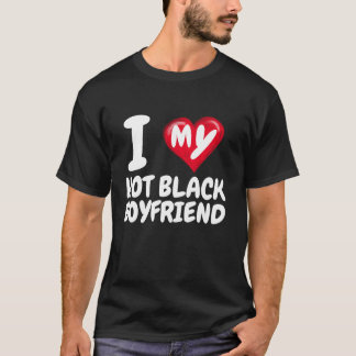 T-shirt J'aime mon petit ami noir chaud I Red Heart BF Val