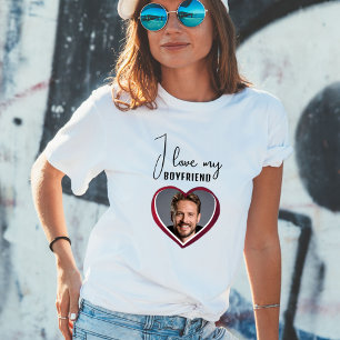 T-shirt J'aime mon petit ami Photo de cœur Femmes