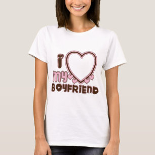 T-shirt J'aime mon petit ami Photo personnalisée Cœur Brun