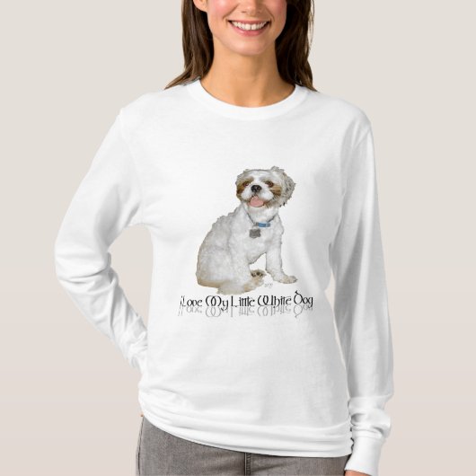 T-shirt J'Aime Mon Petit Chien Blanc - Chih Tzu (Devant)