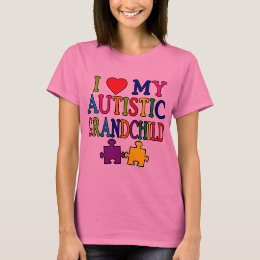 T-shirt J'aime mon petit-enfant autiste (Devant)