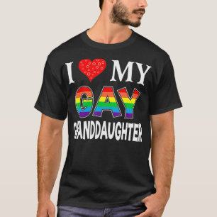 T-shirt J'Aime Mon Petit-Fille Gay LGBT Lesbian Rainbow