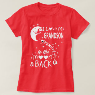 T-shirt J'aime mon petit-fils sur la lune et le dos