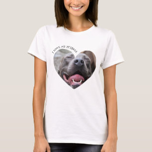 T-shirt J'aime mon pitbull chien photo personnalisée