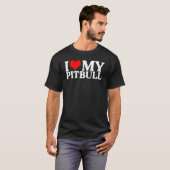 T-shirt J'Aime Mon Pitbull, Je Coeur Rouge Mon Pitbull (Devant entier)