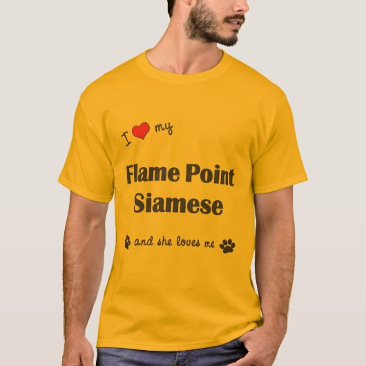 T-shirt J'aime mon point de flamme siamois (le chat (Devant)