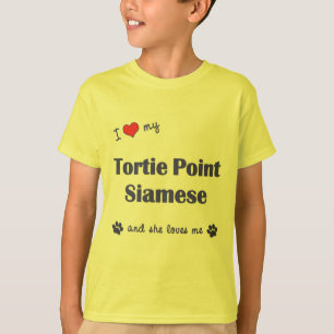 T-shirt J'aime mon point de Tortie siamois (le chat