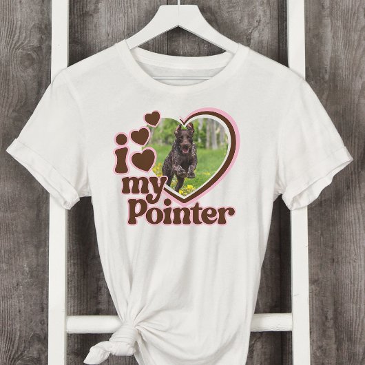 T-shirt J'aime mon pointre personnalisé Coeur rose Photo