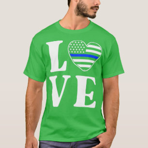 T-shirt J'aime mon policier Fière famille de police mince