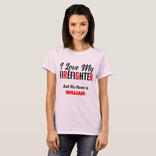 T-shirt J'aime mon pompier (Devant entier)