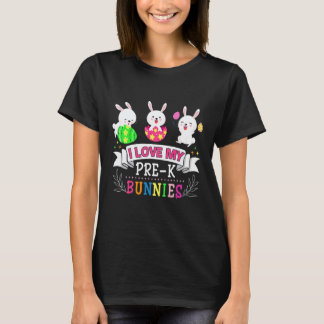 T-shirt J'aime mon professeur de maternelle Bunnies oeufs
