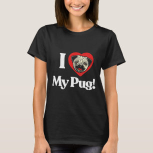 T-shirt J'aime mon Pug Drôle Mignon Visage de Pug Sourire