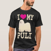 T-shirt J'Aime Mon Puli Cute Hongrois Puli Dreadlock Chien (Devant)