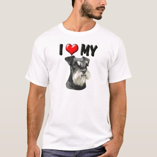T-shirt J'aime mon Schnauzer miniature (Devant)