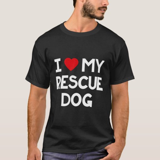 T-shirt J'Aime Mon Secourt Chien Cute Chiens Adoptés Chien (Devant)