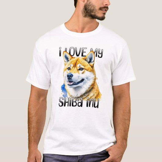 T-shirt J'Aime Mon Shiba Inu | Propriétaire de chien (Devant)