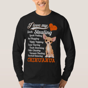 T-shirt J'Aime Mon Sock Voler La Leash Pulling Chihuahua F