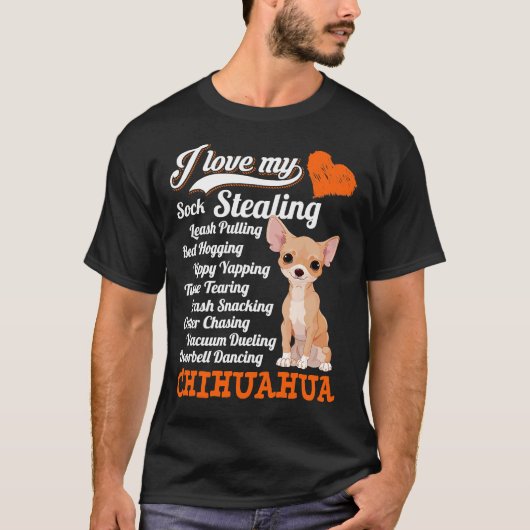 T-shirt J'Aime Mon Sock Voler La Leash Pulling Chihuahua F (Devant)