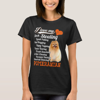 T-shirt J'Aime Mon Sock Voler Leash Pulling Pomeranian F
