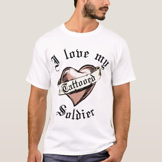 T-SHIRT J'AIME MON SOLDAT TATOUÉ (Devant)