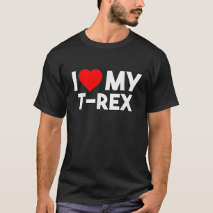 T-shirt J'Aime Mon T rex Drôle Amoureux des animaux Couple