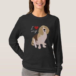 T-shirt J'Aime Mon Tan Black & White Basset Hound Chien