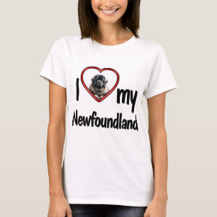 T-shirt J'aime mon Terre-Neuve amoureux coeur rouge photo 