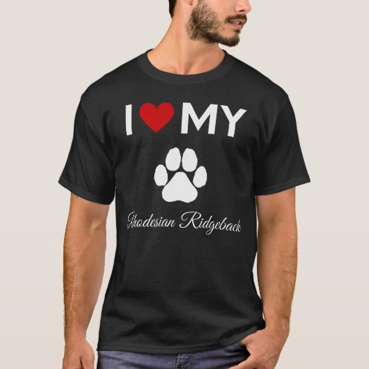 T-shirt J'aime mon texte Rhodesian Ridgeback chien (Devant)