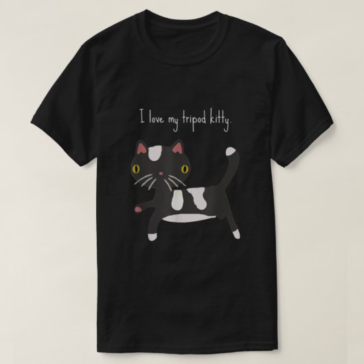T-shirt J'aime mon tripod kitty trois pattes chat orgueil (Design devant)