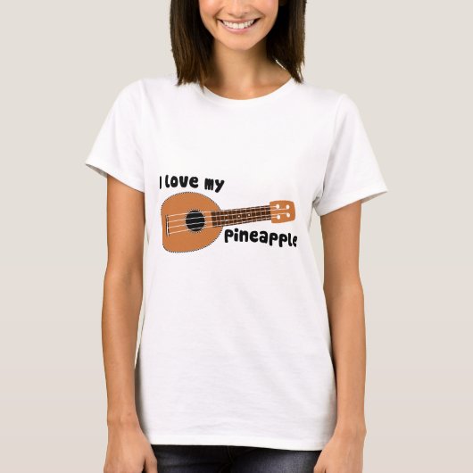 T-shirt J'aime mon ukulélé d'ananas (Devant)