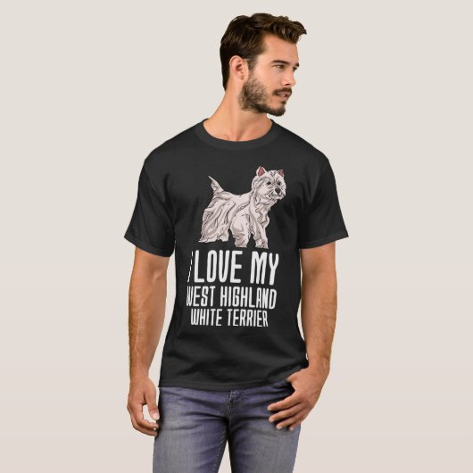 T-shirt J'Aime Mon West Highland White Terrier (Devant entier)