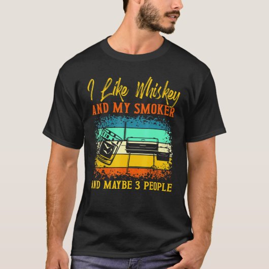 T-shirt J'Aime Mon Whiskey Et Mon Fumeur Grillant Bourbon  (Devant)