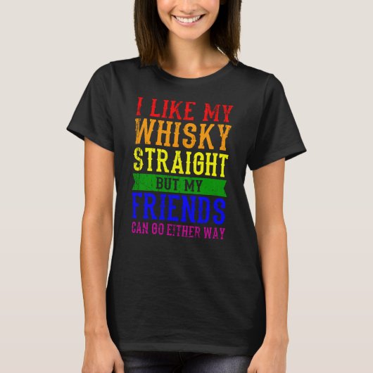 T-shirt J'AIME MON WHISKY DROIT LGBT Pride Moth LGBTQ (Devant)