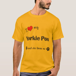 T-shirt J'aime mon Yorkie Poo (le chien femelle)