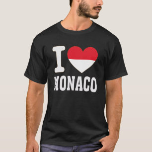 T-shirt J'aime Monaco Cœur Souvenir Amants Fierté Voyage