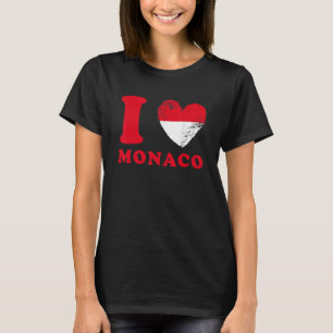 T-shirt J'aime Monaco   Drapeau en forme de cœur Monaco
