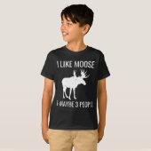 T-shirt J'Aime Moose & Peut-Être 3 Personnes Drôle Introve (Devant entier)