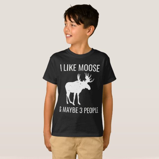 T-shirt J'Aime Moose & Peut-Être 3 Personnes Drôle Introve (Devant entier)