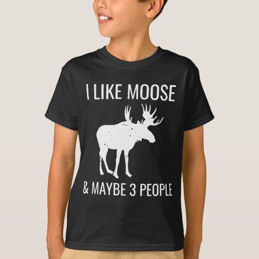 T-shirt J'Aime Moose & Peut-Être 3 Personnes Drôle Introve (Devant)