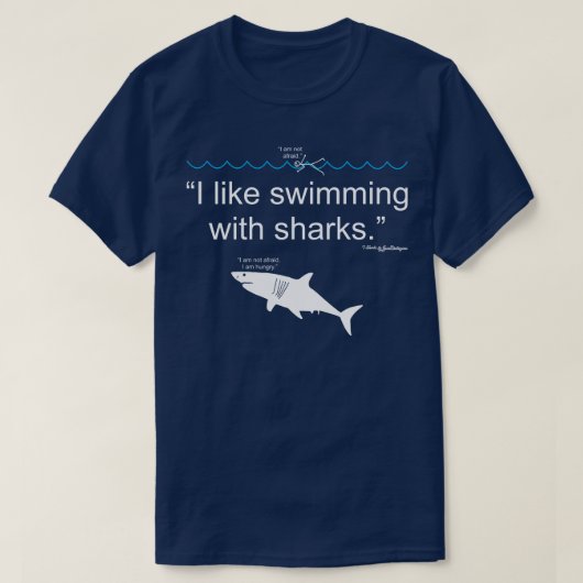 T-shirt J'aime nager avec les requins (Design devant)