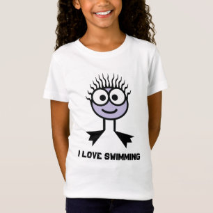 T-Shirt J'aime nager - caractère lilas de bain